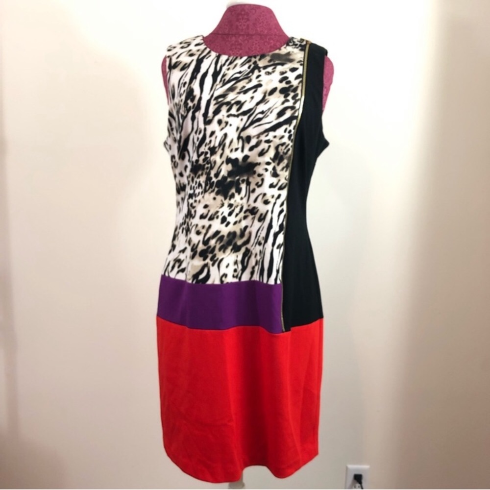 Calvin Klein Color Block Animal Print Dress